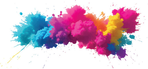 Lively and Bold Watercolor Stains and Brush Strokes in an Explosive Burst of Colors, Creating a Modern Abstract Design on a Crisp White Canvas, Bringing a Dynamic Artistic Expression.
