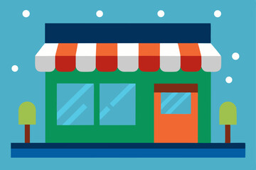 Charming Green Storefront A Vector Illustration of a Small Business