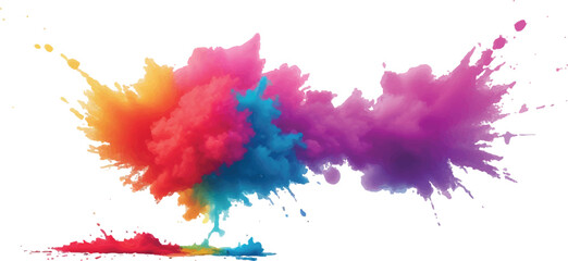 A Bright, Stunning Watercolor Painting of Abstract Stains and Splashes in Rich, Vibrant Colors, Enhanced by Bold Brush Strokes on a Pure White Background for a Contemporary Look.
