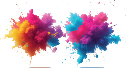 Dynamic and Expressive Watercolor Splash with Bright, Radiant Brush Streaks and Aquarelle Stains, Creating a Colorful and Lively Burst of Colors Against a Crisp White Canvas.
