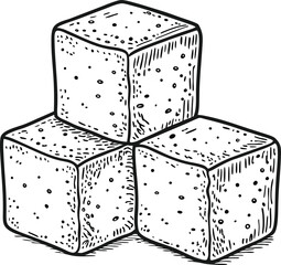Black and white vector illustration of an open empty cardboard gift box with dice