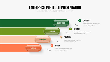 Professional Analysis Frame Layout Vector Illustration. Service Launch 4 Step Diagram Slideshow Template. Advertising Overview Four Option Infographic Presentation Design.