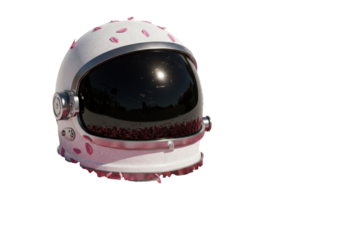 Isolated Astronaut Helmet with Cherry Blossom