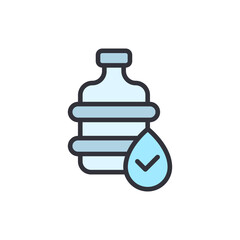 Water Cooler Jug With Check Mark Symbol For Water Quality Concept