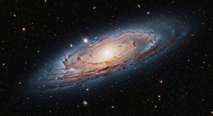 Obraz premium Stunning spiral galaxy with bright core and swirling arms, set against a backdrop of stars