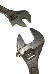Two adjustable wrench isolated on white