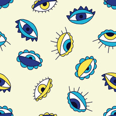 Eye Vector Seamless Pattern Background for Surface Print Fabric Fashion Wrapping