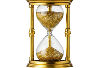 Isolated Golden Hourglass with Glitter Filling