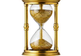 Isolated Golden Hourglass with Glitter Filling