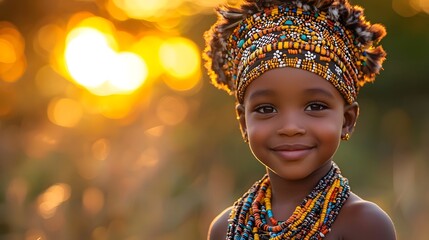 Vibrant portrait of a tribal child in traditional African attire