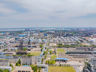 Aerial photography of a large petrochemical refinery in Asia