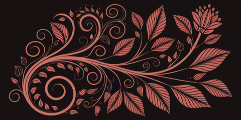 Abstract unique and wallpaper texture floral seamless pattern in black background vector illustration
