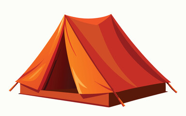 A vibrant red and orange camping tent illustration suitable for outdoor activities and nature themes