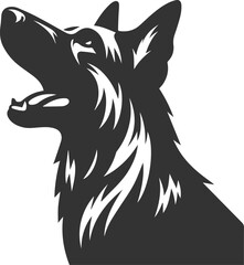 German shepherd breed dog vector black silhouette animal drawing