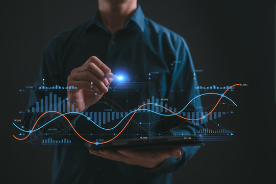 DevOps engineer in Digital transformation technology strategy of business processes and data, optimize and automate operations, customer service management, Businessman using pen work with data chart
