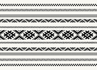 Ethnic tribal black and white stripe background. Seamless tribal pattern, folk embroidery, tradition geometric tribal ornament. Traditional design for fabric, textile, print, rug, paper, carpet