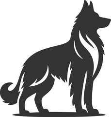 German shepherd breed dog vector black silhouette animal drawing