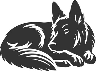 German shepherd breed dog vector black silhouette animal drawing