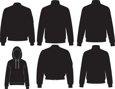 Winter jacket with zipper silhouette vector illustration
