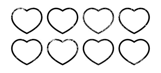 Set of grunge borders in heart form