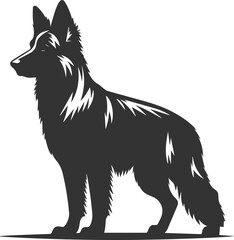 German shepherd breed dog vector black silhouette animal drawing