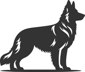 German shepherd breed dog vector black silhouette animal drawing