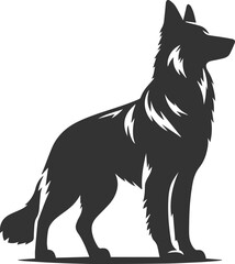 German shepherd breed dog vector black silhouette animal drawing