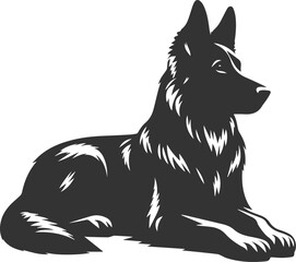 Fototapeta premium German shepherd breed dog vector black silhouette animal drawing