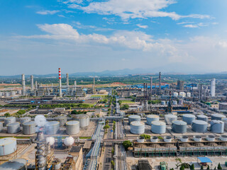 Aerial photography of a large petrochemical refinery in Asia
