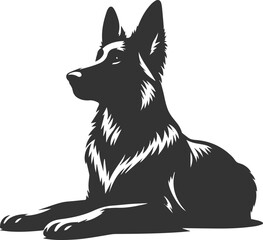 Fototapeta premium German shepherd breed dog vector black silhouette animal drawing