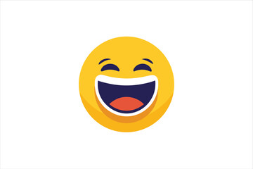 Laughing Emoji Vector with Tears of Joy on White Background