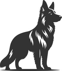 German shepherd breed dog vector black silhouette animal drawing