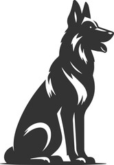 German shepherd breed dog vector black silhouette animal drawing