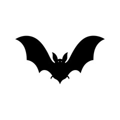 A silhouette of a bat with its wings spread on a white background on white background , no background