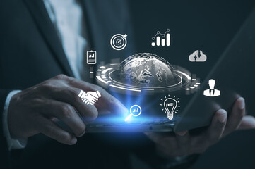 Man use computer work with Ai Digital transformation technology strategy, IoT, internet of things....