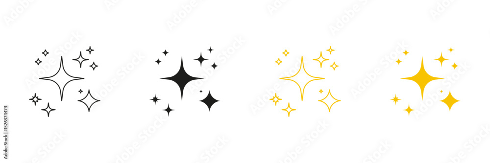 Poster star and sparkle line and solid icon set. brightness and twinkle symbol collection. isolated vector 