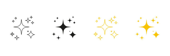 Star And Sparkle Line And Solid Icon Set. Brightness And Twinkle Symbol Collection. Isolated Vector Illustration