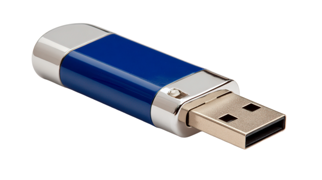 A modern and sleek blue USB flash drive, perfect for data storage and transfers.