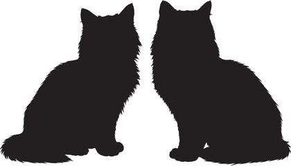 Playful cat jumping silhouette vector illustration