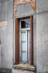 old wooden door in a stone wall