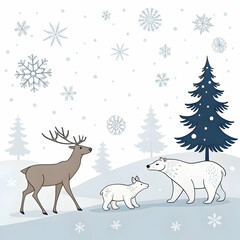 "Magical Christmas Background – Festive Winter Scene with Snowflakes and Glowing Holiday Lights"