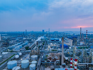 Aerial photography of a large petrochemical refinery in Asia