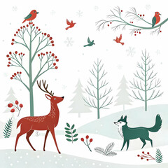 "Magical Christmas Background &ndash; Festive Winter Scene with Snowflakes and Glowing Holiday Lights"