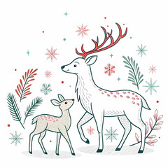 "Magical Christmas Background – Festive Winter Scene with Snowflakes and Glowing Holiday Lights"