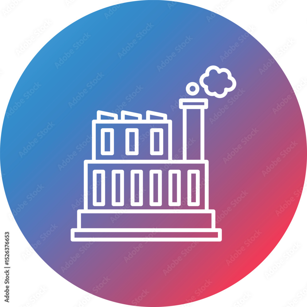 Poster factory line gradient circle background icon