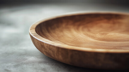 Obraz premium Closeup of cozy wooden deep plate, natural materials