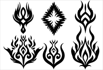 Vector Tribal sticker  Elements – Fire-Inspired Symmetrical Designs