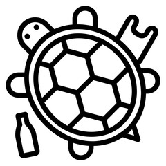 Obraz premium Turtle trapped and suffering in trash icon