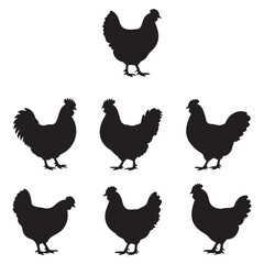 Hen Silhouette Vector Bundle