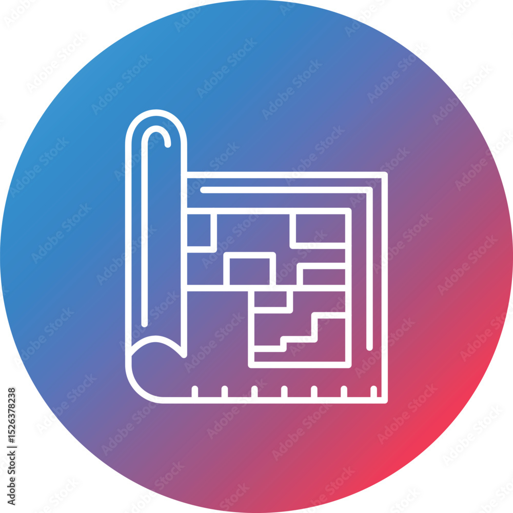 Poster Architecture Line Gradient Circle Background Icon
